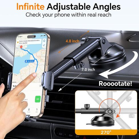 Car Phone Holder Mount【Vacuum Chuck】Cell Phone Car Mount for Dash,Soporte De Telefono Para Carro,Universal Car Phone Mount,Automobile Cell Phone Holder for iPhone and Android Smartphones in Kuwait