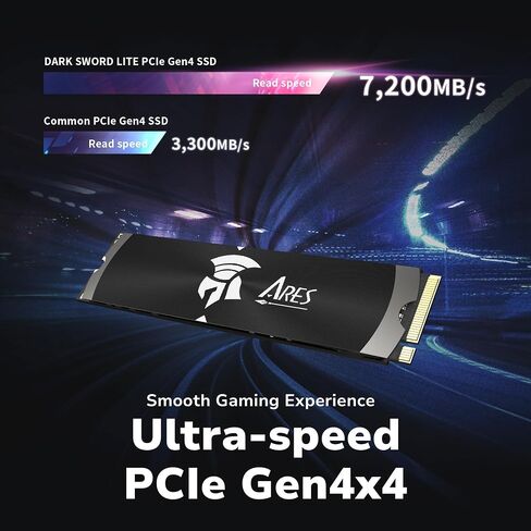 DATO Gen4 SSD with Heatsink 1TB NVMe PCIe 4.0 M.2 2280 Up to 7200/6850MB/s High Performance SSD for Gaming Creation – Ares Dark Sword Lite in Kuwait