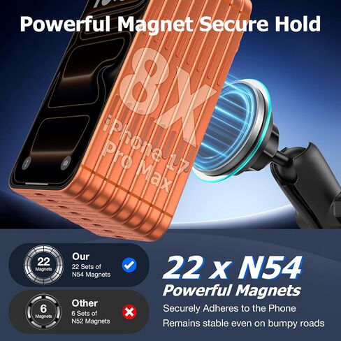 Magnetic Wireless Car Charging Phone Holder with 1-inch Ball Mount for Magsafe, Super Magnet & Anti-Slip 1" (25mm) Ball Mount Phone Holder Compatible with RAM Mounts Double Socket Arm in Kuwait