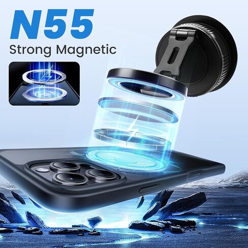 Car Phone Holder for Magsafe 360 Degree Rotation Adjustable Car Phone Mount Dashboard Windshield Vacuum Magnetic Holder for All Cellphone in Kuwait
