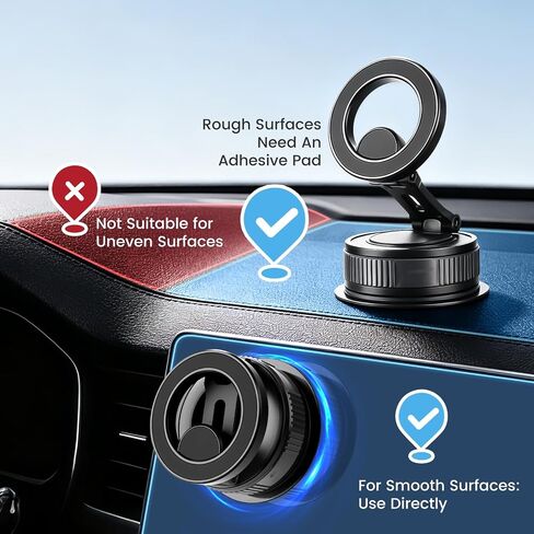 Car Phone Holder for Magsafe 360 Degree Rotation Adjustable Car Phone Mount Dashboard Windshield Vacuum Magnetic Holder for All Cellphone in Kuwait