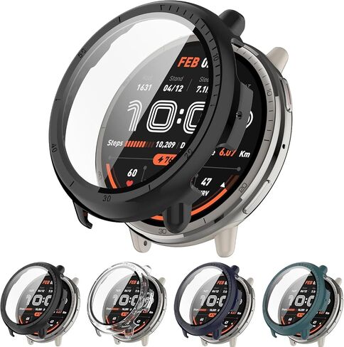 Active 2 Screen Protector Case Compatible with Amazfit Active 2 Smart Watch 44mm, Ultra-Thin Hard PC Protective Cover Slim for Tempered Glass for Active 2 Accessories, 4 Pack in Kuwait