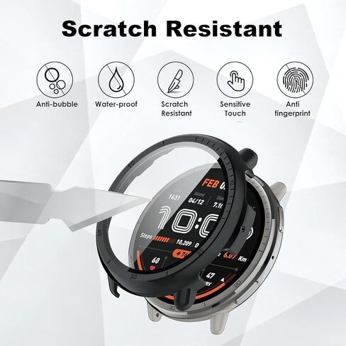 Active 2 Screen Protector Case Compatible with Amazfit Active 2 Smart Watch 44mm, Ultra-Thin Hard PC Protective Cover Slim for Tempered Glass for Active 2 Accessories, 4 Pack in Kuwait