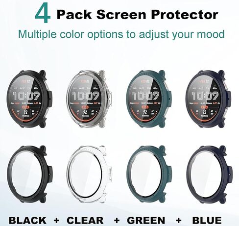 Active 2 Screen Protector Case Compatible with Amazfit Active 2 Smart Watch 44mm, Ultra-Thin Hard PC Protective Cover Slim for Tempered Glass for Active 2 Accessories, 4 Pack in Kuwait