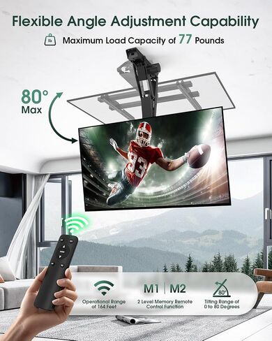Motorized TV Mount for 23 to 55 Inch Screens, Remote Control, Black in Saudi Arabia