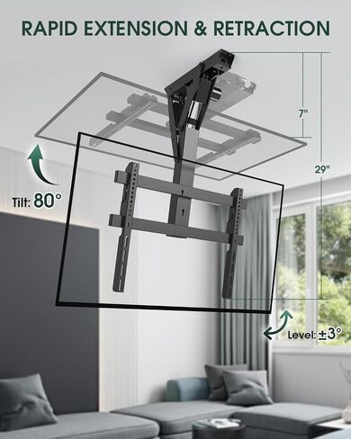 Motorized TV Mount for 23 to 55 Inch Screens, Remote Control, Black in Saudi Arabia