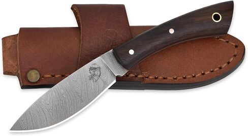 Knives Ranch 7" Hunting Knife - EDC Fixed Blade Full Tang Knife with Rosewood Handle - Dual Carry (Horizontal & Vertical) Heavy Duty Leather Sheath (3128-IRW) in Saudi Arabia