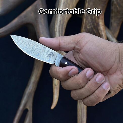 Knives Ranch 7" Hunting Knife - EDC Fixed Blade Full Tang Knife with Rosewood Handle - Dual Carry (Horizontal & Vertical) Heavy Duty Leather Sheath (3128-IRW) in Saudi Arabia