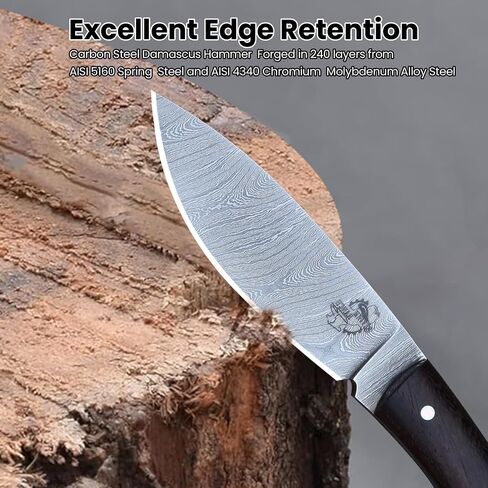 Knives Ranch 7" Hunting Knife - EDC Fixed Blade Full Tang Knife with Rosewood Handle - Dual Carry (Horizontal & Vertical) Heavy Duty Leather Sheath (3128-IRW) in Saudi Arabia