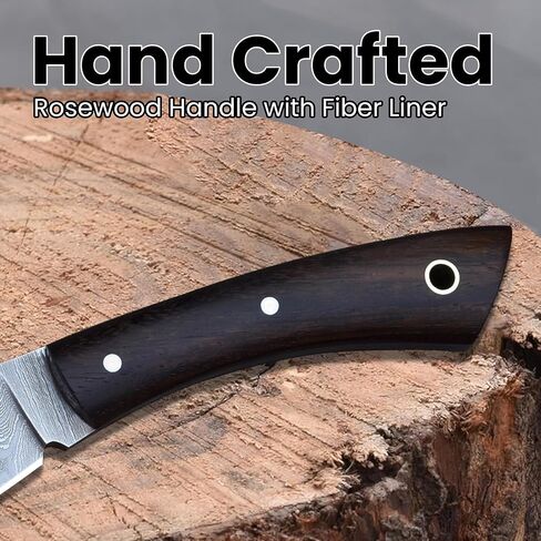 Knives Ranch 7" Hunting Knife - EDC Fixed Blade Full Tang Knife with Rosewood Handle - Dual Carry (Horizontal & Vertical) Heavy Duty Leather Sheath (3128-IRW) in Saudi Arabia