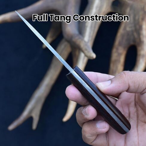 Knives Ranch 7" Hunting Knife - EDC Fixed Blade Full Tang Knife with Rosewood Handle - Dual Carry (Horizontal & Vertical) Heavy Duty Leather Sheath (3128-IRW) in Saudi Arabia