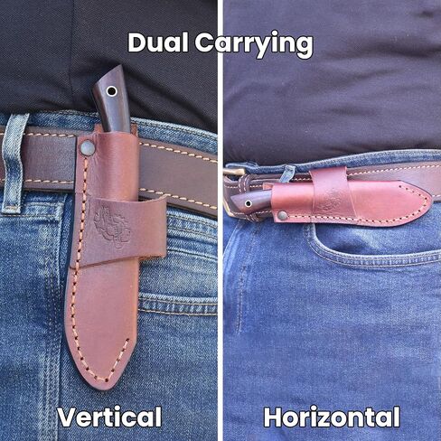 Knives Ranch 7" Hunting Knife - EDC Fixed Blade Full Tang Knife with Rosewood Handle - Dual Carry (Horizontal & Vertical) Heavy Duty Leather Sheath (3128-IRW) in Saudi Arabia