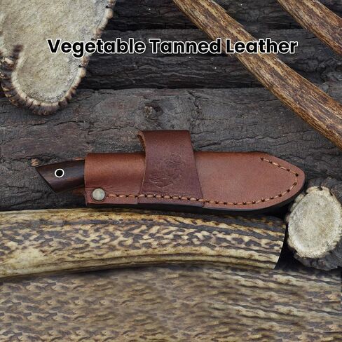 Knives Ranch 7" Hunting Knife - EDC Fixed Blade Full Tang Knife with Rosewood Handle - Dual Carry (Horizontal & Vertical) Heavy Duty Leather Sheath (3128-IRW) in Saudi Arabia