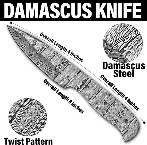 Damascus Steel outdoor knife Blank, Tactical, Survival, Camping, DIY, Knife Making kit, Skinner knife Blank Blade in Saudi Arabia