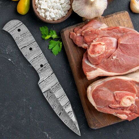 Damascus Steel outdoor knife Blank, Tactical, Survival, Camping, DIY, Knife Making kit, Skinner knife Blank Blade in Saudi Arabia