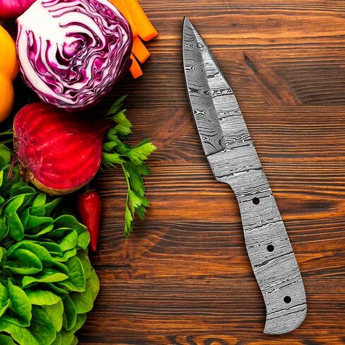 Damascus Steel outdoor knife Blank, Tactical, Survival, Camping, DIY, Knife Making kit, Skinner knife Blank Blade in Saudi Arabia