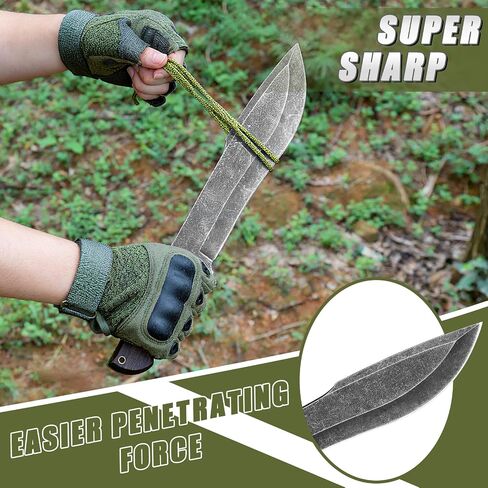 Fixed Blade Hunting Knife with Sheath for Men,Full Tang Outdoor Survival Sharp Bushcraft Knives For Camping,Hiking,15.75" Yard Work Machete for Cutting Trees Heavy Duty in Saudi Arabia