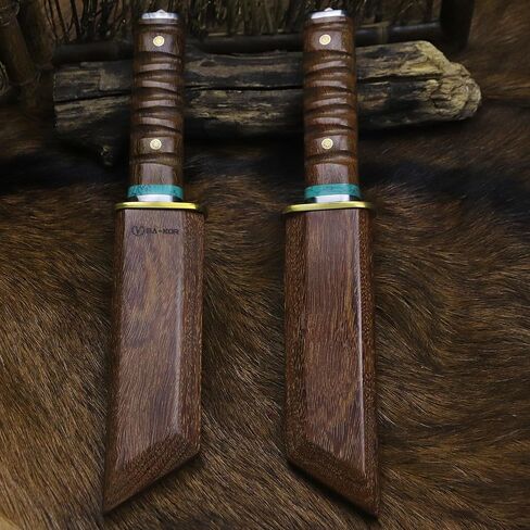 BA-KOR （11IN）66-Layer Damascus Steel Full Tang Hunting Knife, 3mm Thick G10 Core Blade with Rosewood Handle & Sheath, Razor Sharp Triple Water-Cooled Edge Outdoor Knife for Camping, Bushcraft & Survival in Kuwait