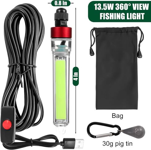 Super Bright Underwater Green Fishing Light, LED Green Light for Fishing, 12W 1300 Lumens IP68 Rated Submersible Light Attractants for Docks, Boats, Kayaks in Saudi Arabia