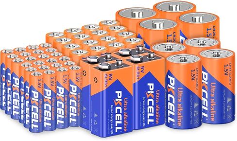 PKCELL 52 Counts Alkaline Battery Variety Pack, Mixed Assorted Battery Set in Saudi Arabia