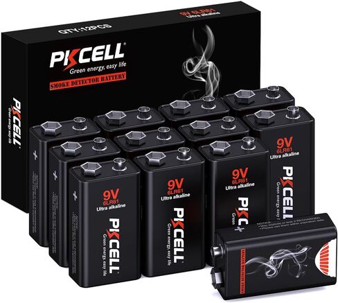 PKCELL 12-Pack 9V Batteries, Ultra Alkaline 9 Volt Battery for Smoke Alarms in Saudi Arabia