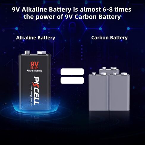 PKCELL 12-Pack 9V Batteries, Ultra Alkaline 9 Volt Battery for Smoke Alarms in Saudi Arabia