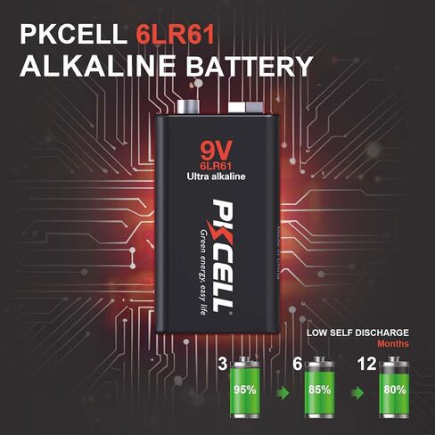 PKCELL 12-Pack 9V Batteries, Ultra Alkaline 9 Volt Battery for Smoke Alarms in Saudi Arabia