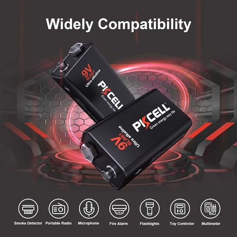 PKCELL 12-Pack 9V Batteries, Ultra Alkaline 9 Volt Battery for Smoke Alarms in Saudi Arabia