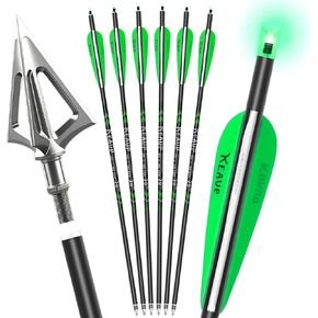 20 inch Carbon Crossbow Bolts with Crossbow Broadheads and Lighted Nocks, 6 Pack Hunting Carbon Crossbow Arrows for Archery Practice and Hunting in Kuwait