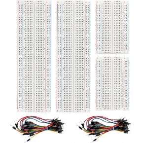 Breadboard Kit with 2 Pcs 830 Tie-Point Solderless Bread Boards, 2 Pcs 400 Tie-Point Protoboards and 126 Pcs Flexible Jumper Wires for Arduino, Raspberry Pi, STEM Electronics Projects in Kuwait