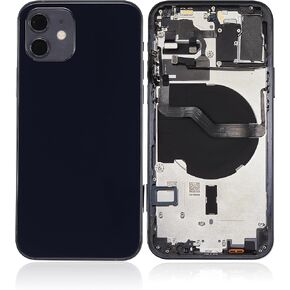 Best Shopper - Replacement Back Housing W/Small Components Pre-Installed Compatible for iPhone 12 (No Logo) (Aftermarket Plus) (International Version) (Black) in Kuwait