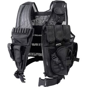 YAKEDA Tactical Vest- Lightweight Airsoft Vest with Pouches, Adjustable Shoulder & Waist for Outdoor Training Hunting in Kuwait