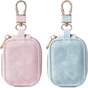 2 PCS Portable PU Leather Headphone Storage Bag with Keychain in Kuwait