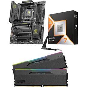 Micro Center CPU Motherboard Memory Combo: AMD Ryzen 7 9800X3D CPU Processor + MSI MAG X870E Tomahawk WiFi ATX Motherboard + KLEVV CRAS V RGB DDR5 32GB (2x16GB) 6000MHz CL30 SK Ram Memory Black in Kuwait