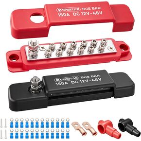 Spurtar Bus Bar 12v Power Distribution Block 150A 1/4" M6 Stud Terminal 12x M4 Screws Battery Ground Distribution Block for Car Automotive Marine Boat RV Solar Power System Wiring Accessories in Saudi Arabia