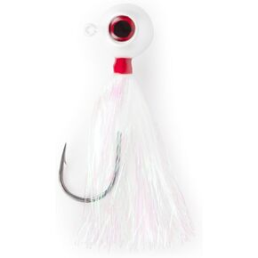 UMT Mylar Bucktail Fluke Ball Jighead for Saltwater Fishing 2oz, 3oz, 4oz - White - 6/0 Mustad Hook, 3D Eye – Flounder, Porgies, Sea Bass, Blackfish Tautog & Bluefish in Kuwait