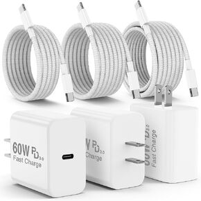 3Pack Super Fast Charger Type C 10FT, USB C Android Phone Charger Fast Charging Block with Ertra Long Type-C Charger Cord for Samsung Galaxy S25/S25 Ultra/S25+/S24 Ultra/S24/S24+/S23/S22/S21/S20 in Kuwait