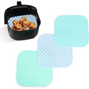 Square Air Fryer Liners Silicone 8.5" x 8.5", 3-Pack, Pastel Colors in Kuwait