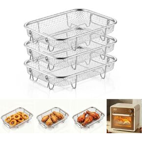 E-far 11.8" Air Fryer Basket for Oven, 3 Pcs Stainless Steel Air Fryer Rack in Kuwait