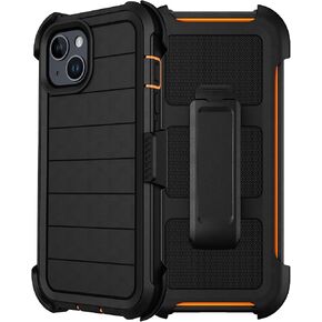 for iPhone 14 Case/iPhone 13 Case with Belt Clip Holster Screen Protectors, Heavy Duty Military Grade Shockproof Protection Rugged Anti-Drop Kickstand Phone Cover for Apple 14/13 (Black) in Kuwait