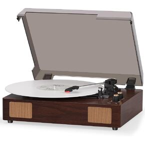 Brown Bluetooth Record Player, 3-Speed Belt Drive Turntable in Kuwait