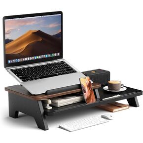 AFOOYO Adjustable Laptop Stand 2-Tier Riser Holder,Ventilated Cooling Ergonomic Computer Desk Organizer Accessories for 10-15.6" Notebook,Desktop Storage Compatible with MacBook,Dell,HP,Lenovo in Saudi Arabia