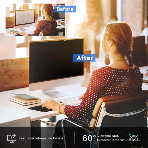 23.8 Inch 16:9 Computer Privacy Screen Filter for Monitor - Privacy Shield and Anti-Glare Protector in Kuwait