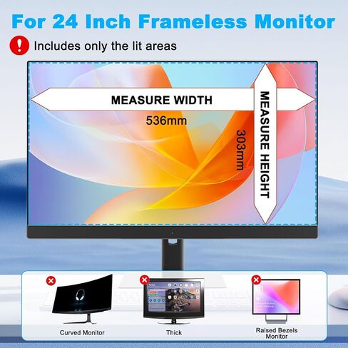 Magnetic Computer Privacy Screen 24 inch for 16:9 Widescreen Monitor in Kuwait