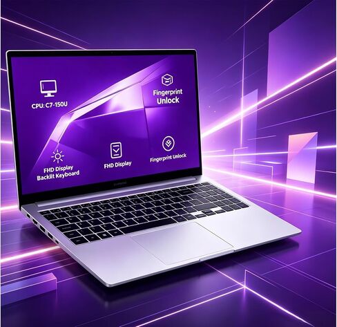 Galaxy Book4 15.6" FHD LED Display High Performance Business Laptop for Advanced Multitasking by Samsung, Intel Core 7 150U(10-Core), 16GB RAM|512GB SSD, Windows 11, Backlit KB, FP Reader, Copilot AI in Kuwait