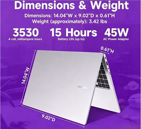 Galaxy Book4 15.6" FHD LED Display High Performance Business Laptop for Advanced Multitasking by Samsung, Intel Core 7 150U(10-Core), 16GB RAM|512GB SSD, Windows 11, Backlit KB, FP Reader, Copilot AI in Kuwait