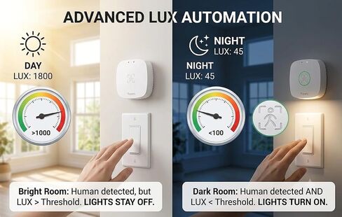 Smart Human Presence Sensor - 24GHz mmWave Radar Micro-Movement Detection, 0-2000 Lux Light Sensor, Home Assistant Compatible, Tuya Zigbee 3.0 Hub Required in Kuwait