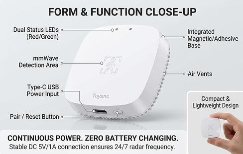 Smart Human Presence Sensor - 24GHz mmWave Radar Micro-Movement Detection, 0-2000 Lux Light Sensor, Home Assistant Compatible, Tuya Zigbee 3.0 Hub Required in Kuwait