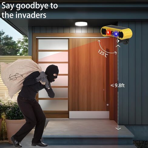 Solar Outdoor Motion Sensor Alarm - 2 x 129db Loud Noise Maker Detector Strobe Light, 4 Modes,Red&Blue Motion Activated Strobe Light for Garden Yard.(2 Pack) in Kuwait
