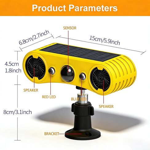 Solar Outdoor Motion Sensor Alarm - 2 x 129db Loud Noise Maker Detector Strobe Light, 4 Modes,Red&Blue Motion Activated Strobe Light for Garden Yard.(2 Pack) in Kuwait